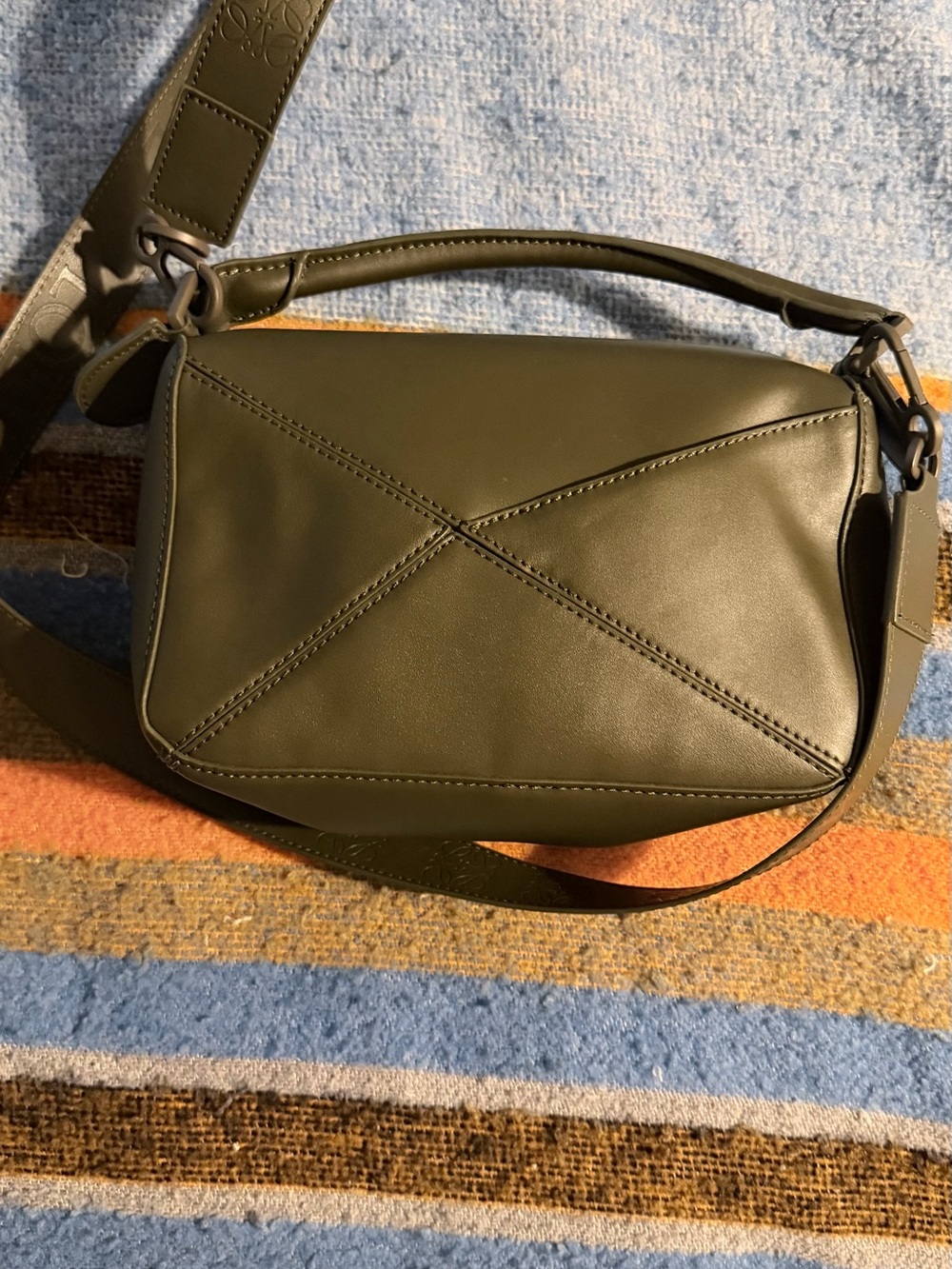 Olive Green Women's Leather Shoulder Bag
